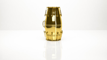 golden 3d rendering of a bongo inside a studio