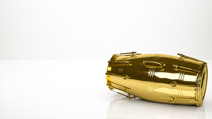 golden 3d rendering of a bongo inside a studio