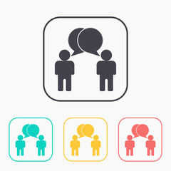 Two people talking flat icon. Vector dialog illustration.