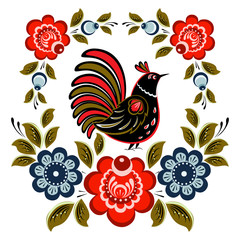 Obraz premium National ornament of flowers and birds