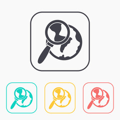 Global search flat icon. Vector illustration.