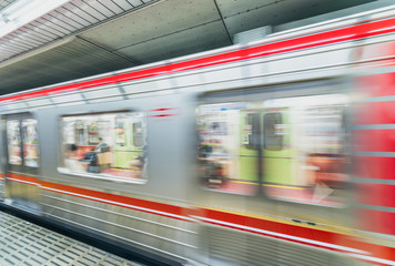OSAKA, JAPAN - MAY 28: Train at Osaka Station on May 28, 2016 in Osaka, Japan. It is the 3rd...