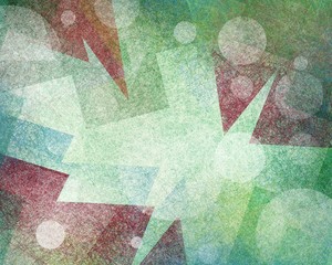 background design with abstract triangles circles and polygon shapes in random layer pattern in shades of blue green and red with texture detail