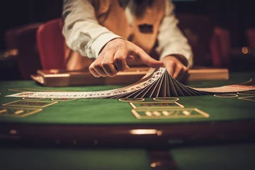 Croupier behind gambling table in a casino © Nejron Photo