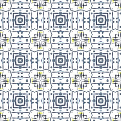 Geometric abstract seamless pattern. Background with watercolor paint brush strokes and stain. Kaleidoscope.