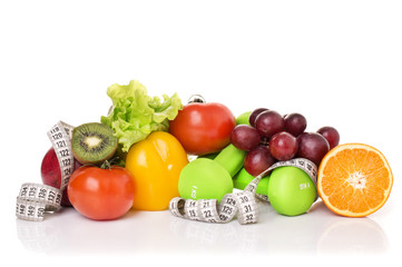 fitness equipment and healthy food