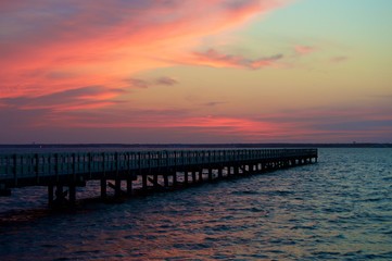 Fototapeta premium Seaside Park Pier at Sunset