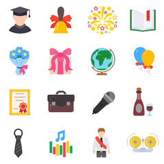 School or college graduation icons set. Student graduate. isolated symbols collection