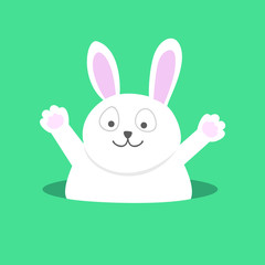 fat rabbit got out of the mink. Vector illustration