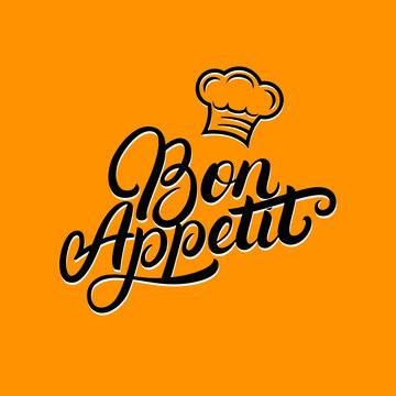 Bon Appetit hand written lettering quote.