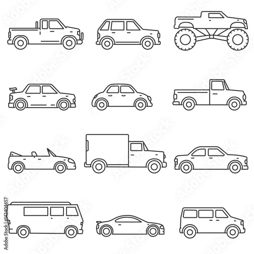 Cars On Line >> Cars Icons Set Means Of Transport Thin Line Design Different Cars On Line >> Cars Icons Set Means Of Transport Thin Line Design Different