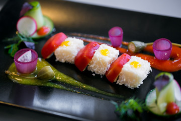 Molecular food on a plate