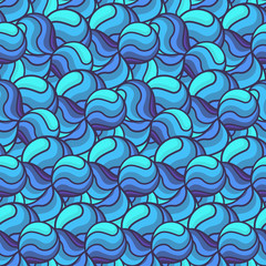Sea seamless pattern. Striped blue hair pattern.