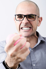businessman or man pressure stress ball in his hand