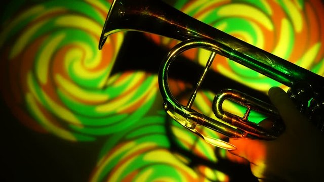 trumpet close-up in the spotlight