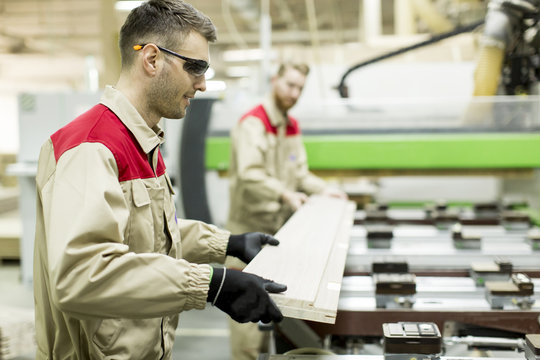 Young Men Working In Furniture Factory