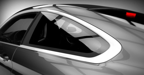 Obraz premium Generic brandless sports car closeup detail (with grunge overlay) - 3d illustration