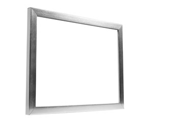 Aluminum decorative photo frame on white background