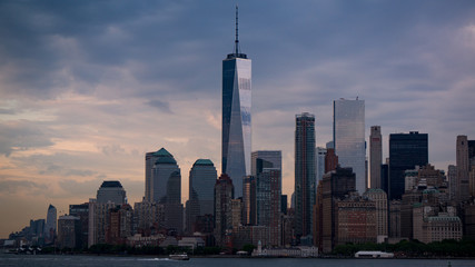 Sunset at Lower Manhattan and 1 World Trade Center, New York City, USA