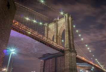 Brooklyn Bridge at night, New York City, USA