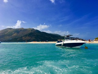 Boating in the tropical Carribean Sea