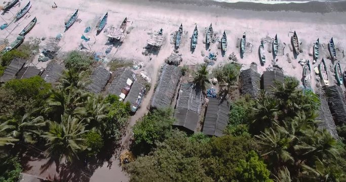 Aerial view of beach in Mandrem Goa, India.