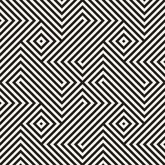 Repeating Geometric Stripes Tiling. Vector Seamless Monochrome Pattern