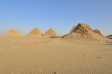 Fototapeta na wymiar Nuri - pyramids of royal family of Kush in Sudan 