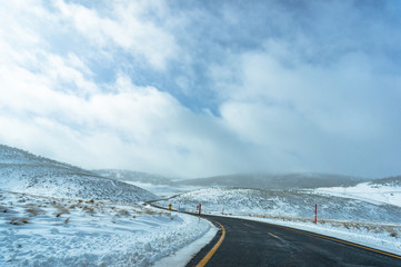 Australian road in Snowy Mountains