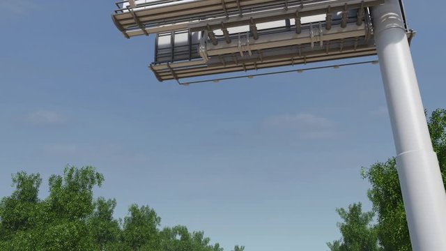 Approaching big highway billboard with Welcome to Hungary caption. 4K clip