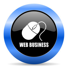 Web business black and blue web design round internet icon with shadow on white background.