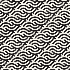 Seamless monochrome geometric pattern. Abstract geometric background. Stylish vector rounded lines print