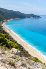 Fototapeta na wymiar Amazing landscape of Kokkinos Vrachos Beach with blue waters, Lefkada, Ionian Islands, Greece