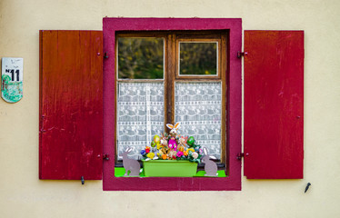 Decorated classic alsacien windows in old house