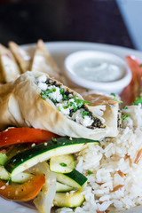 Pita bread with feta cheese and vegatebles