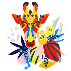 Abstract floral elements paper collage