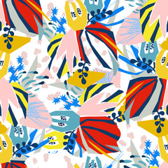 Abstract floral elements paper collage