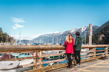 Couple at Horseshoe Bay in West Vancouver, BC, Canada