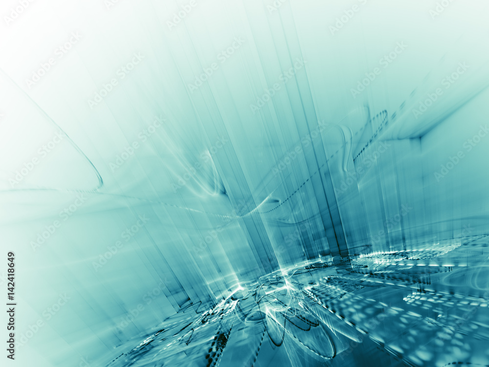 Poster abstract background element. three-dimensional composition of wave shapes, grids and beams. electron
