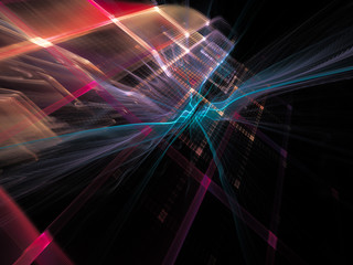 Abstract background element. Three-dimensional composition of curves and grids. Information technology concept.