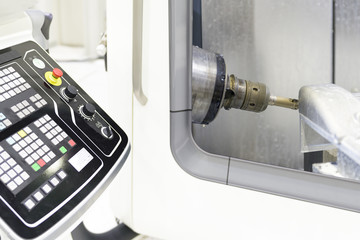 The five axis  CNC   machine  with the control panel