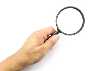 Man using magnifying glass