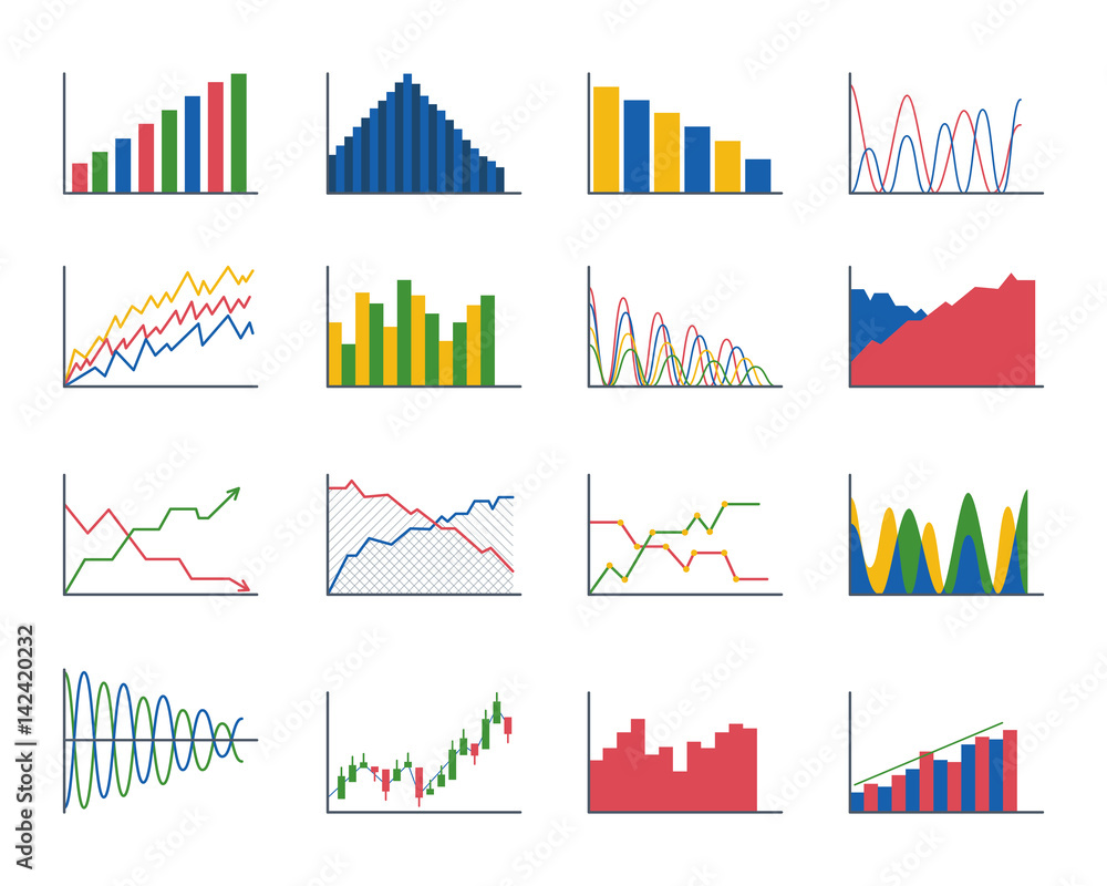 Poster business data graph analytics elements bar pie charts diagrams and flat icon infographics design iso