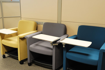 colorful sofa in a row in the lobby 