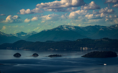 Cruise ship with islands, Bariloche, Argentina