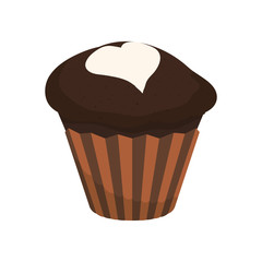 Delicious chocolate cupcake icon vector illustration graphic design