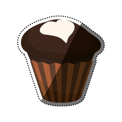 Delicious chocolate cupcake icon vector illustration graphic design