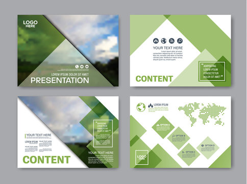 Set of presentation layout design template for powerpoint. Annual report cover page. greenery modern background. illustration vector artwork