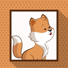 cute fox frame picture vector illustration eps 10
