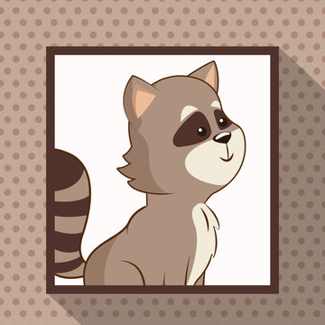 cute raccoon frame picture vector illustration eps 10